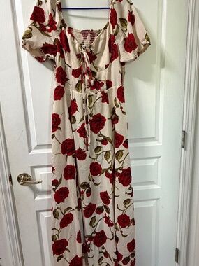 Rose off shoulder floral summer dress